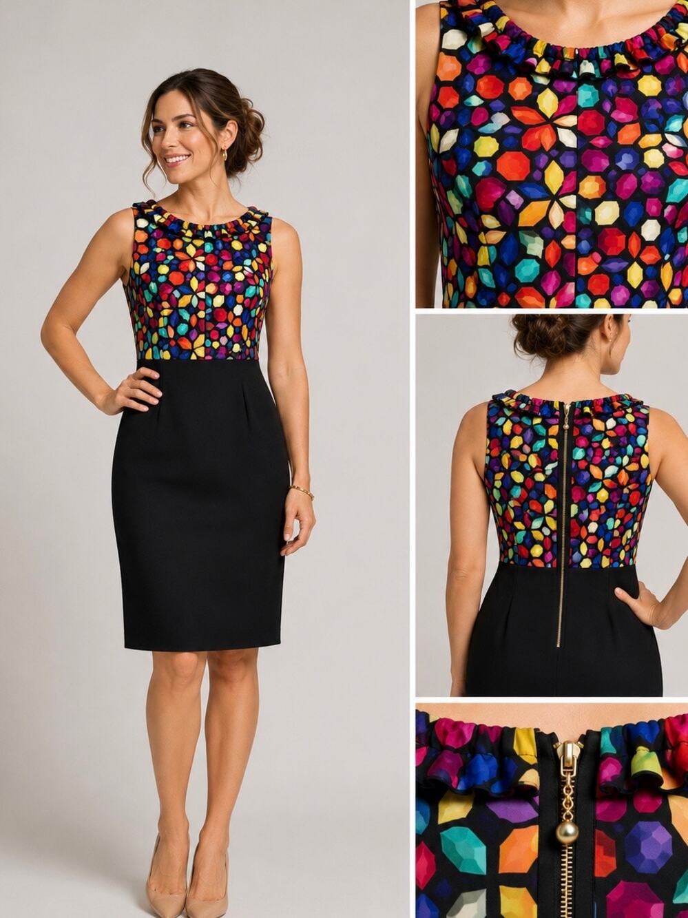 Kate Spade Andreas Kaleidoscope Dress 6 Silk Bright This Way Rainbow Sheath